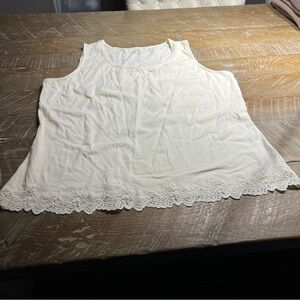 Coldwater Creek White Lace Hem Tank Top 1x